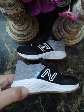 New Balance Kids Black and Gray Slip-On Sneakers